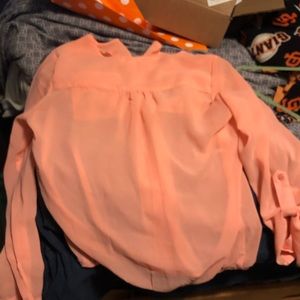 Orange/peach sheer dress top